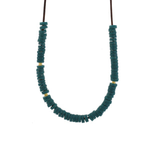 A Deep Turquoise Glass Bead Necklace