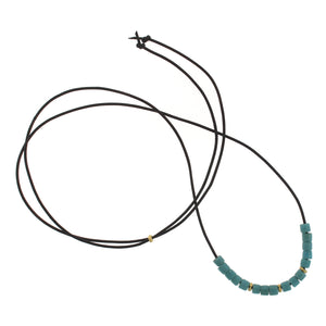 African Aqua Glass Bead Necklace