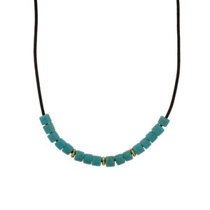 African Aqua Glass Bead Necklace