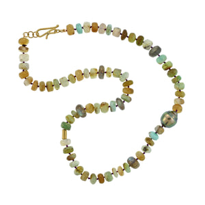 A Peruvian Opal, Labradorite, + Pearl Necklace