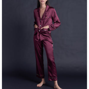 Serena Pajama Pant in Garnet Silk Charmeuse