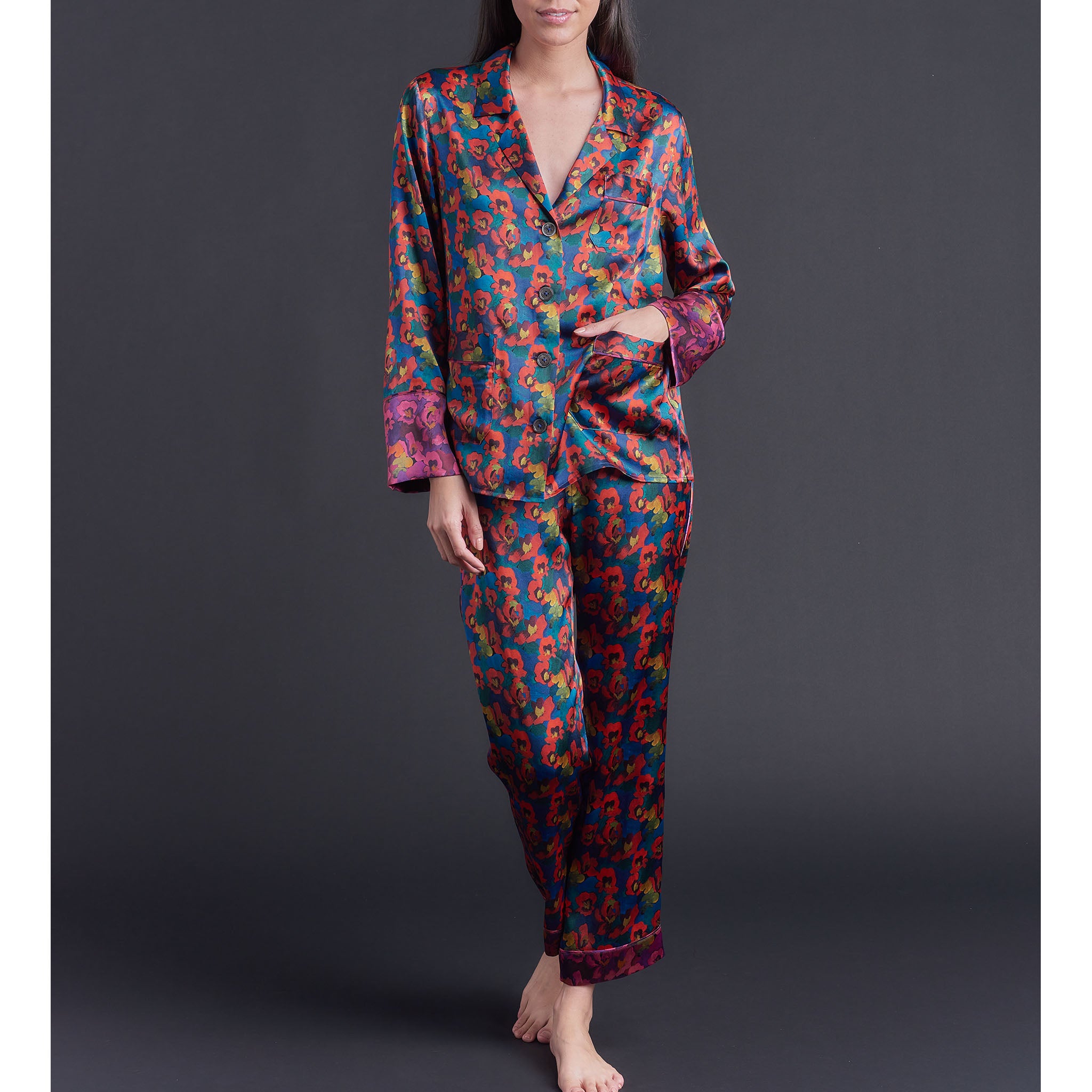 Serena Pajama Pant in Gemma Rose Liberty Print Silk Charmeuse