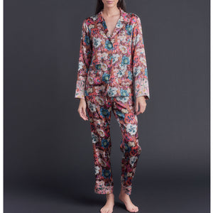 Annabel Pajama Top in Poppy Liberty Print Silk Charmeuse
