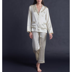 Serena Pajama Pant in Pearl Silk Charmeuse