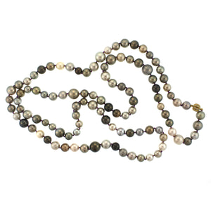 A Tahitian Pearl and Diamond Bead Necklace