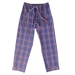 Saturn Pajama Pant in Blue Plaid Italian Cotton