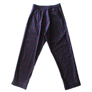 Saturn Pajama Pant in Burgundy and Blue Check Italian Cotton