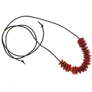 A Recycled Glass Coral Bead Necklace