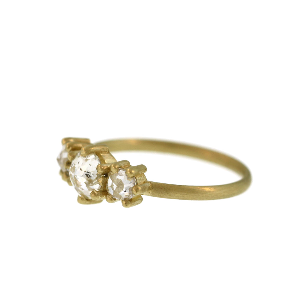 A Three Stone Rose Cut Diamond Ring