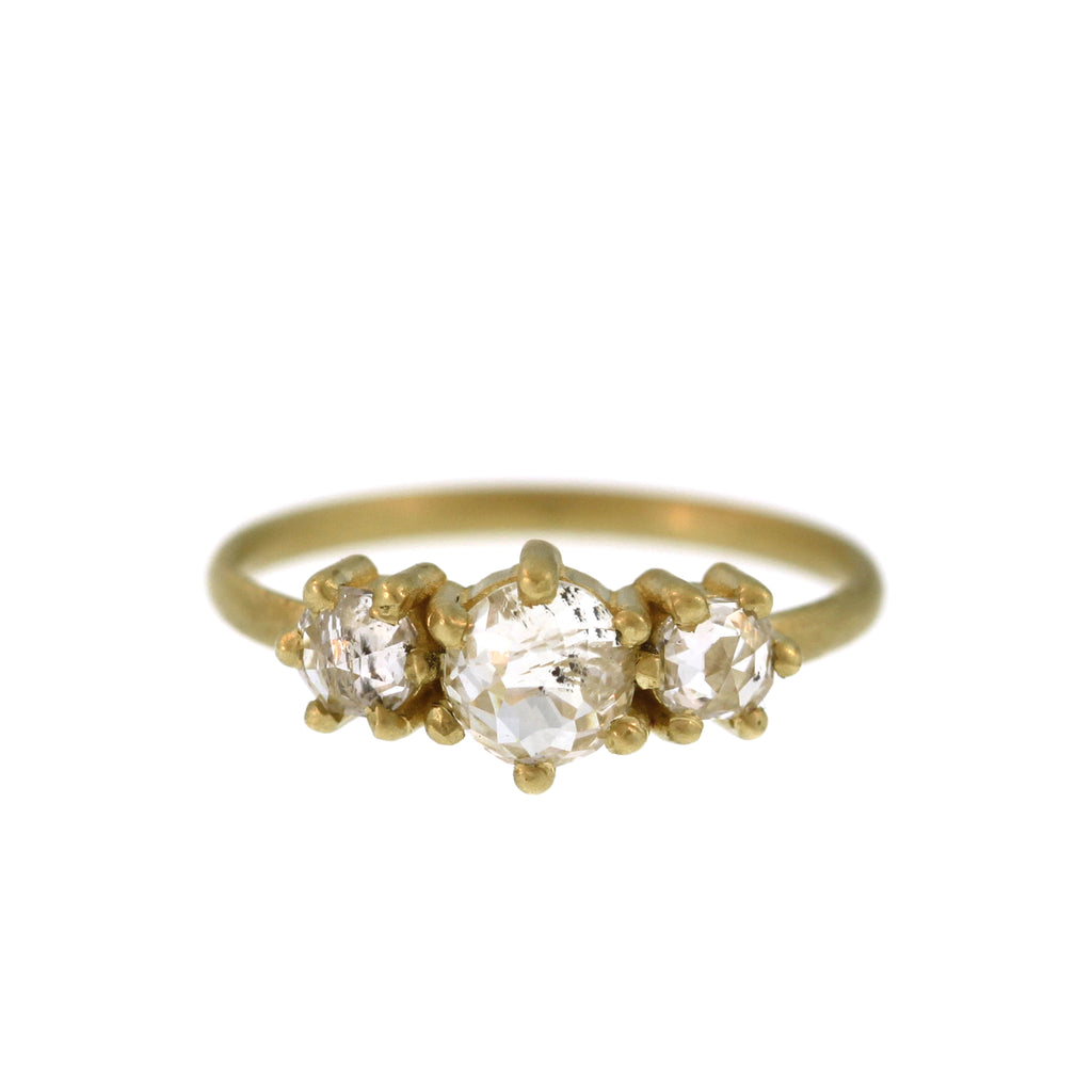 A Three Stone Rose Cut Diamond Ring