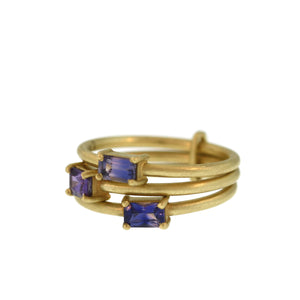A Three Part Violet Sapphire Ring