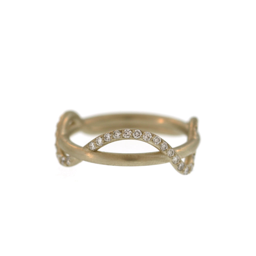A White Gold Diamond Ribbon Ring