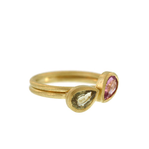 A Double Double Pink and Minty Green Sapphire Ring