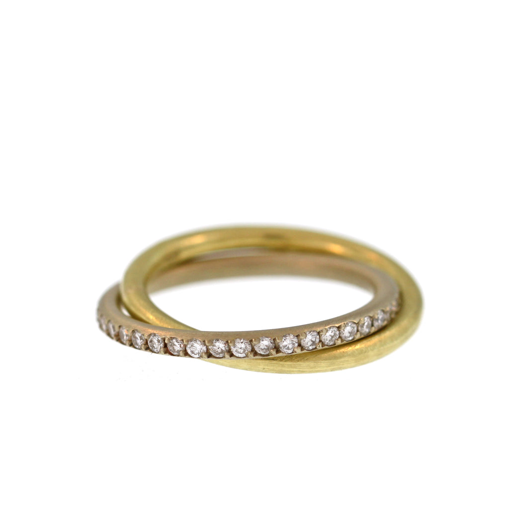 Entwined Gold and Diamond Pavé Band