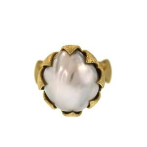 A Baroque South Sea Pearl Lotus Leaf Ring