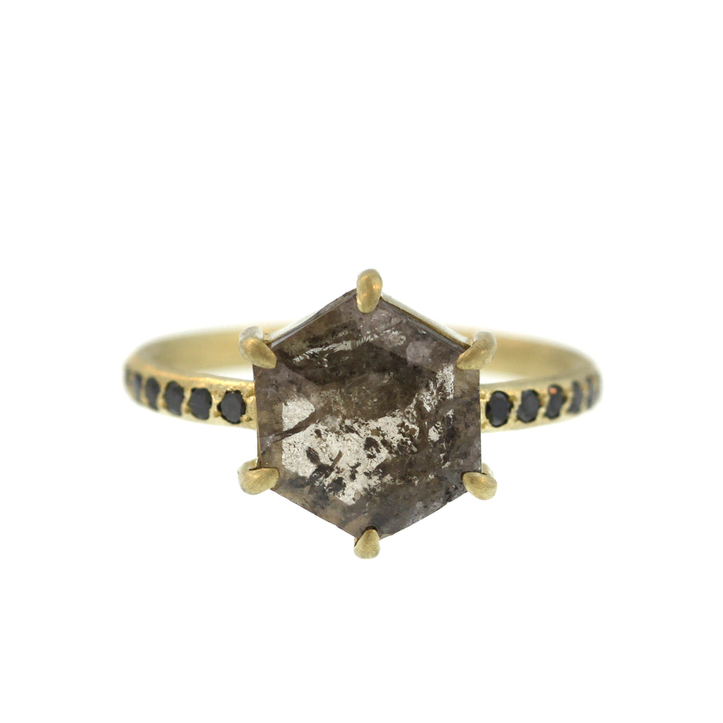 A Diamond Slice Hexagon Ring