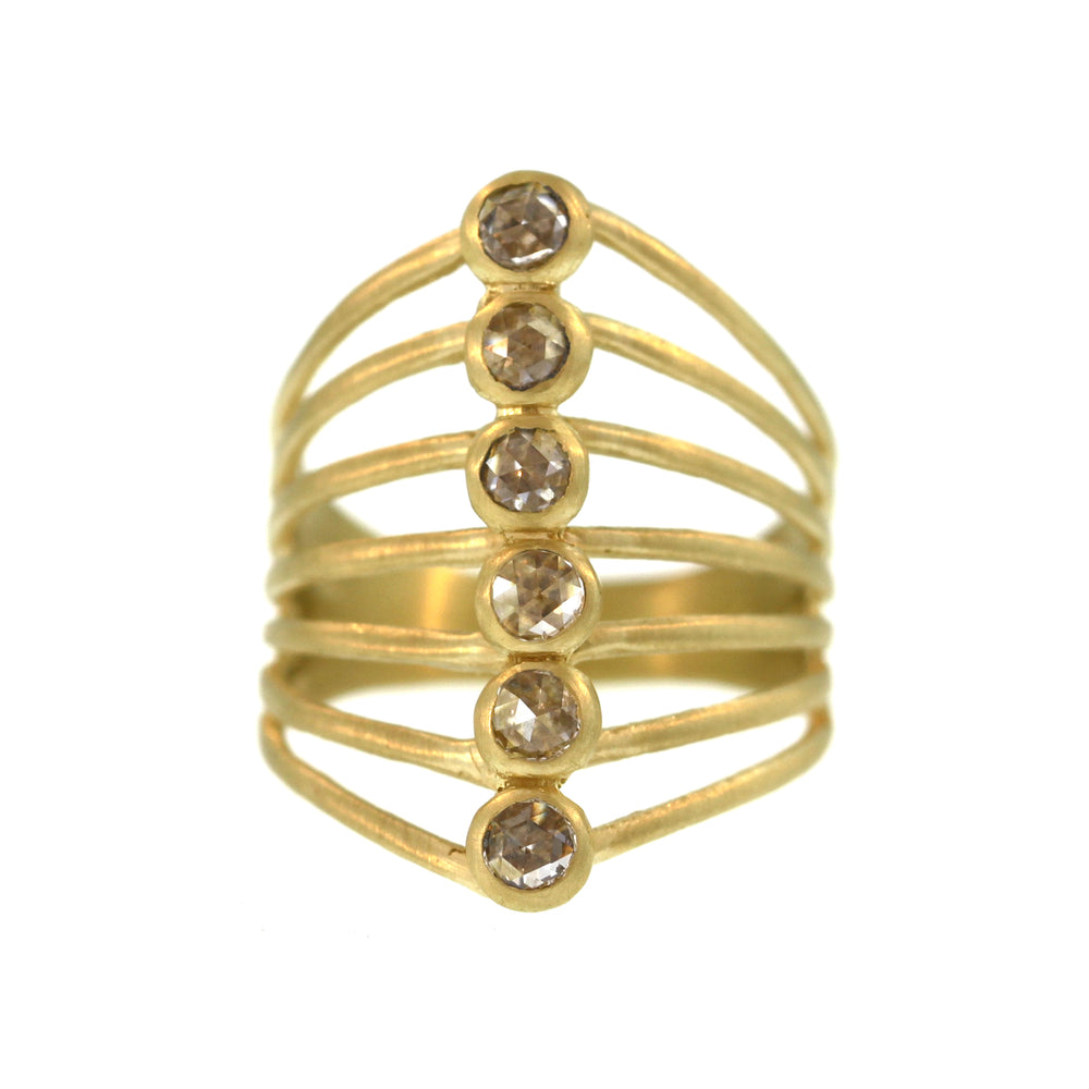 A Six-Stone Diamond Vertebrate Ring