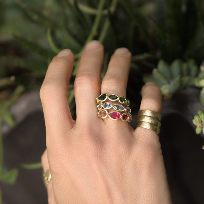 A Five Stone Aquamarine Ring