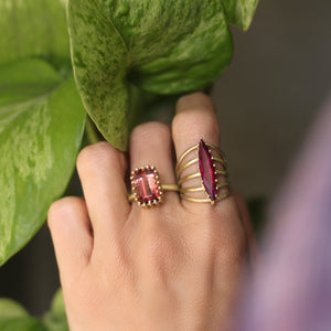 A Pink Tourmaline Vertebrate Ring
