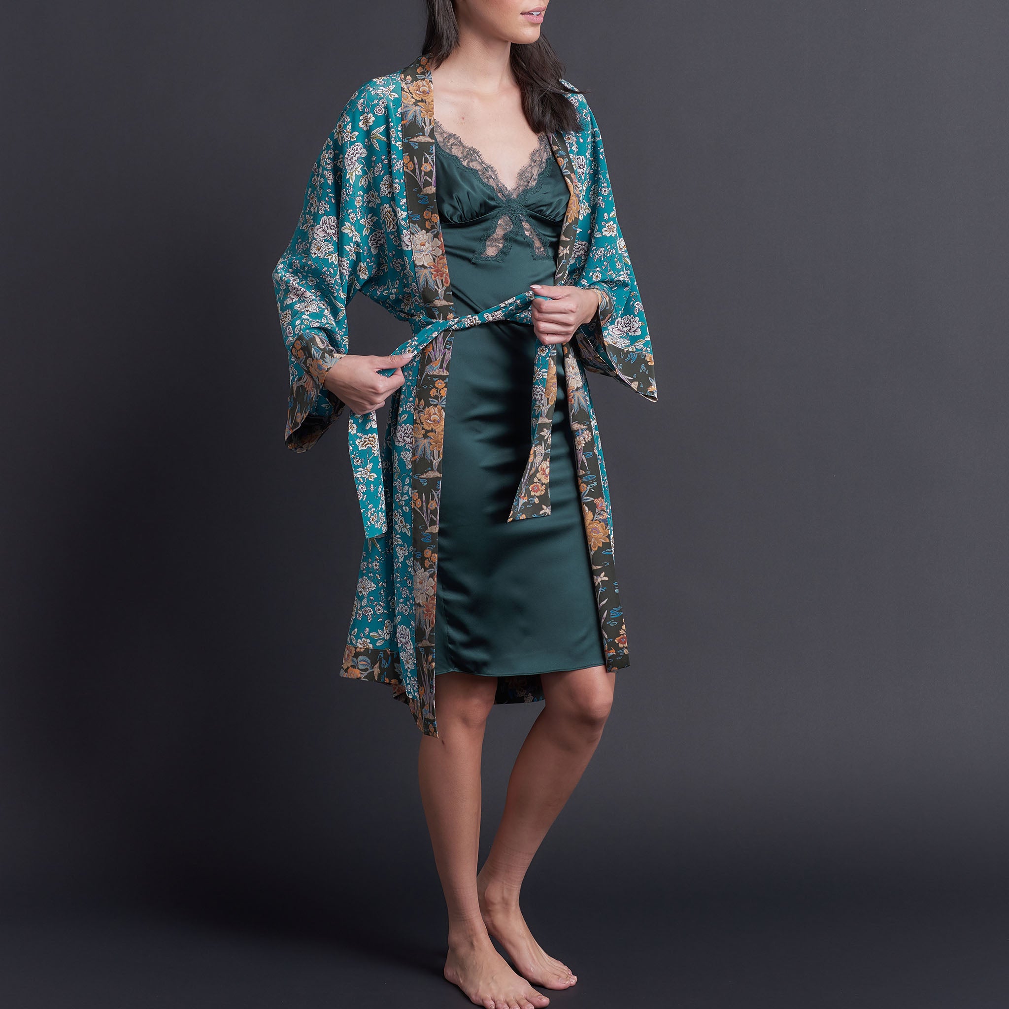 Laetitia Slip in Forest Green Stretch Silk Charmeuse