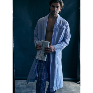 Janus Robe in Light Blue Stripe Italian Cotton