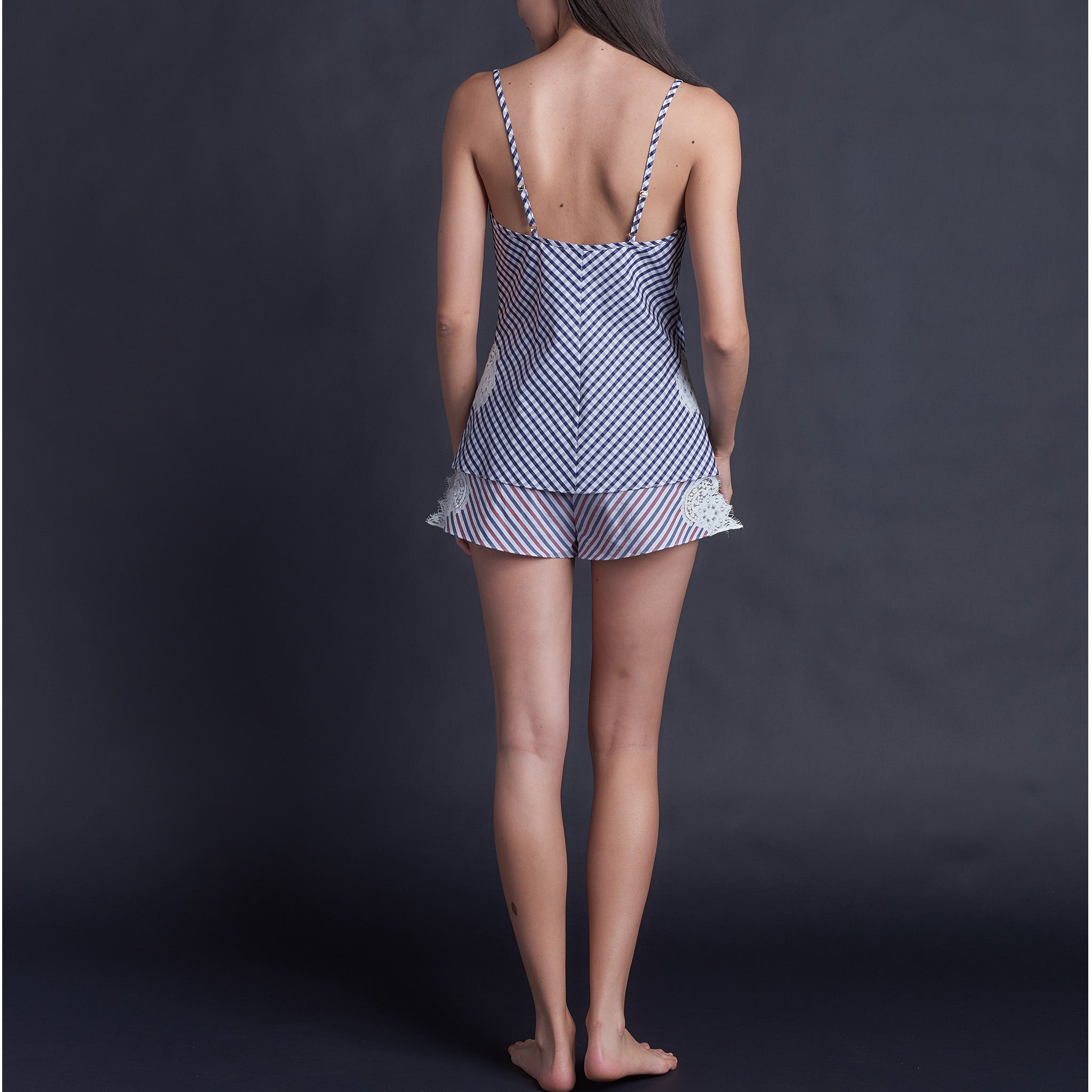 Olwen Camisole in Italian Navy Check Cotton