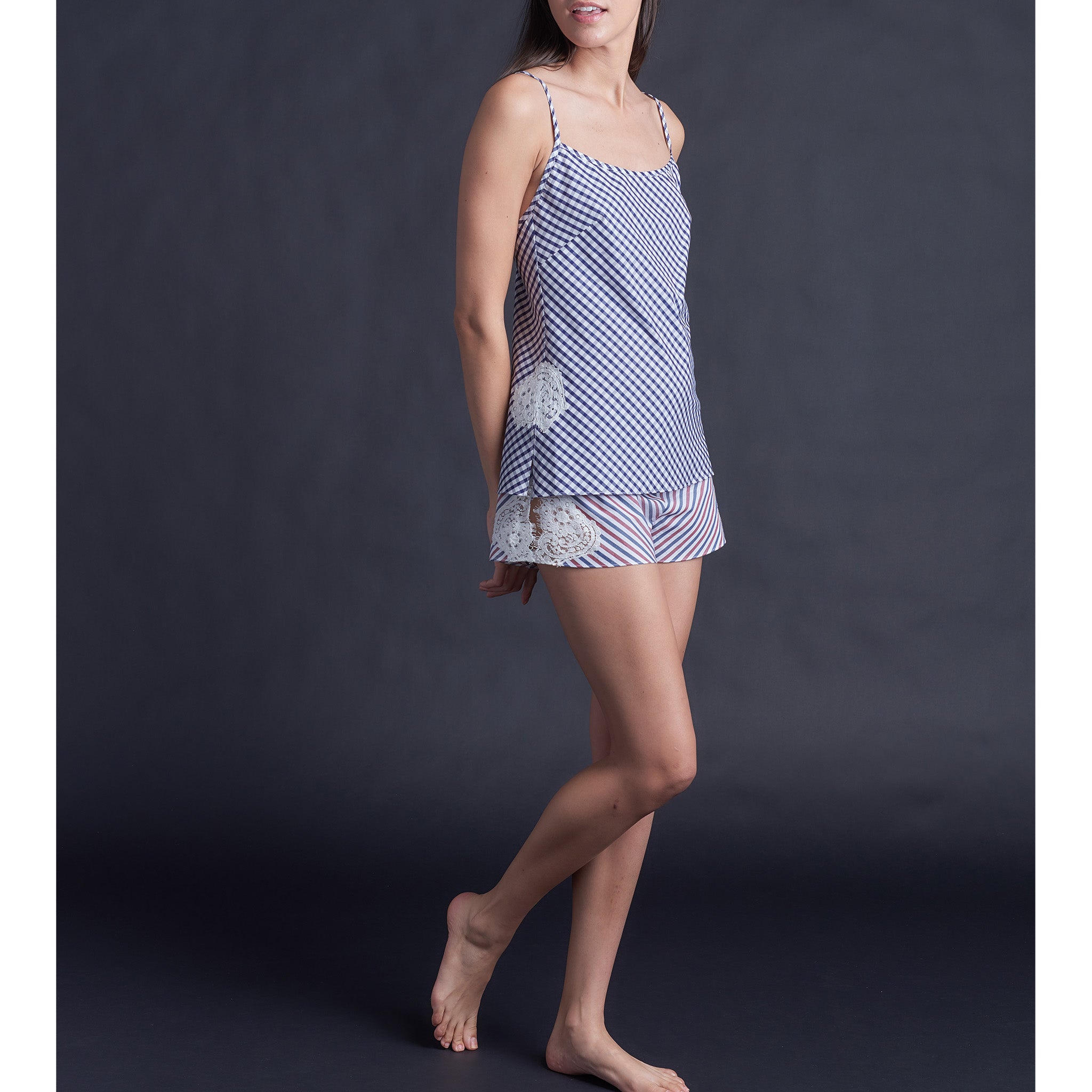 Olwen Camisole in Italian Navy Check Cotton