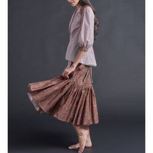 Brigitte Ruffle Skirt in Synchronize Liberty Print Floral Cotton