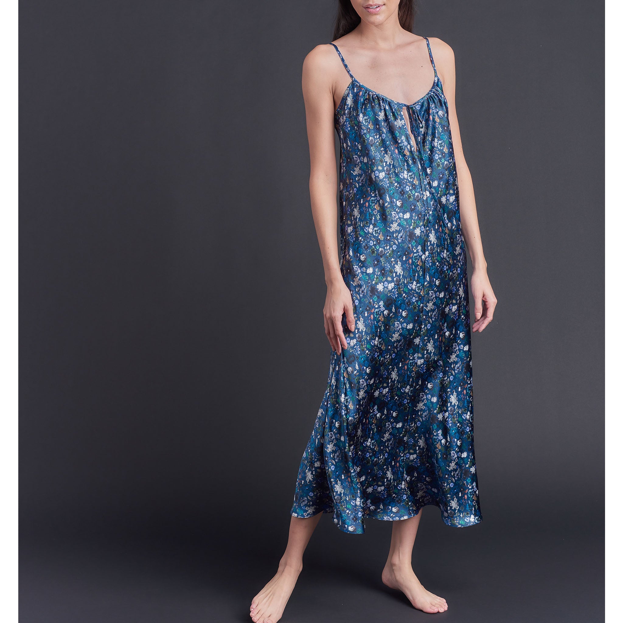Thea Paneled Slip Dress in Floral Edit Liberty Print Silk Satin