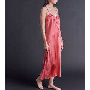 Thea Paneled Slip Dress in Hibiscus Bias Silk Charmeuse