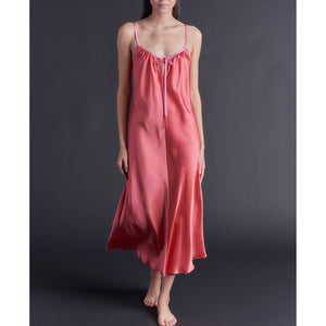 Thea Paneled Slip Dress in Hibiscus Bias Silk Charmeuse