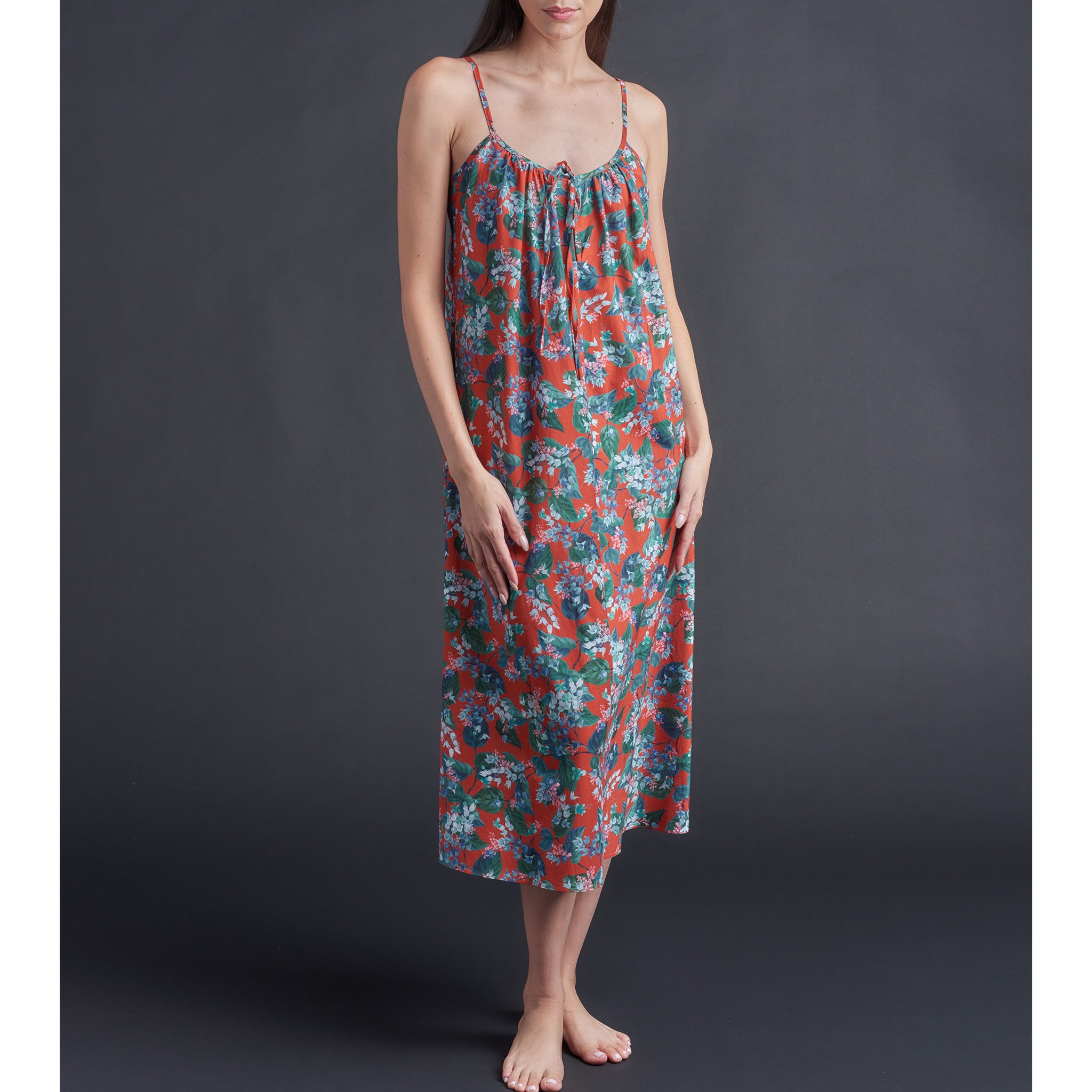 Thea Slip dress in Osterly Red Liberty Print Cotton Tana Lawn