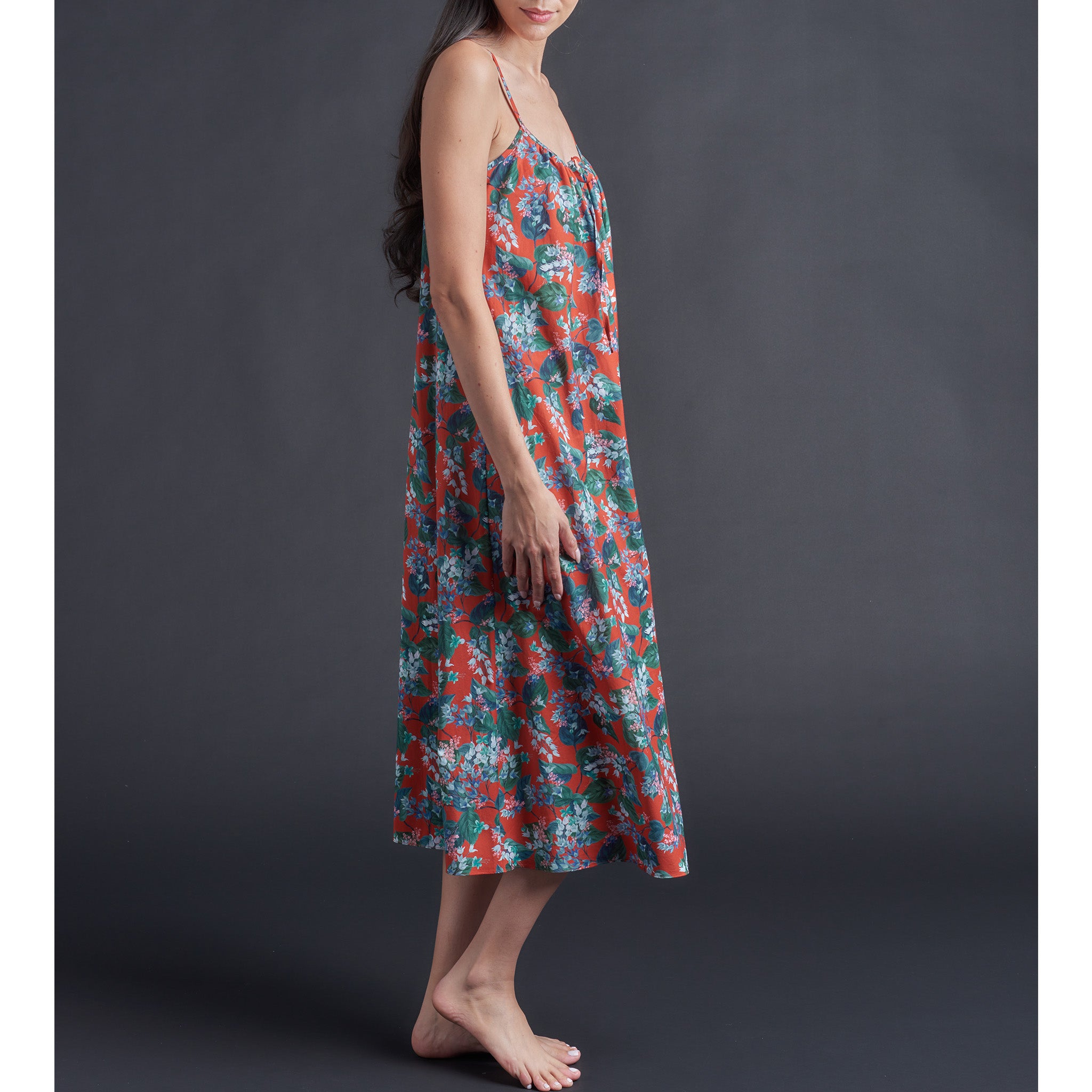 Thea Slip dress in Osterly Red Liberty Print Cotton Tana Lawn