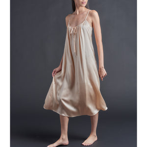 Thea Paneled Slip Dress in Rose Gold Silk Charmeuse