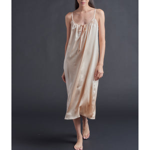 Thea Paneled Slip Dress in Rose Gold Silk Charmeuse