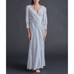 Vesta Wrap Dress in Embroidered Dot Swiss Cotton