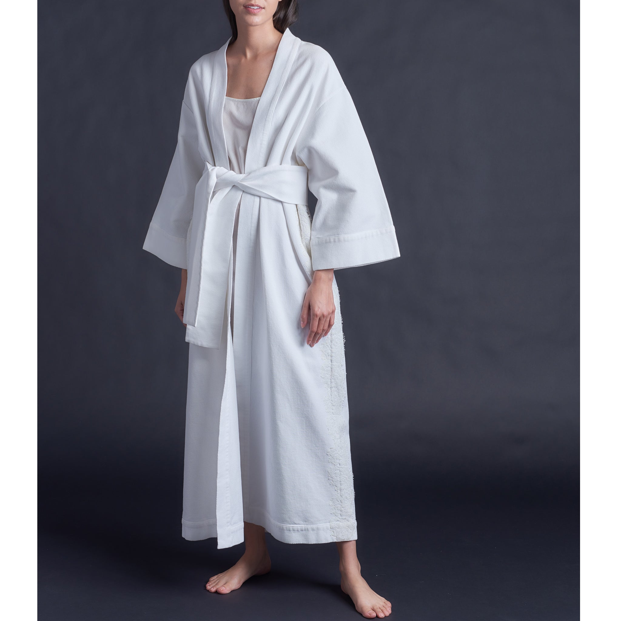Asteria Kimono Robe in Cotton Waffle with – LFrank